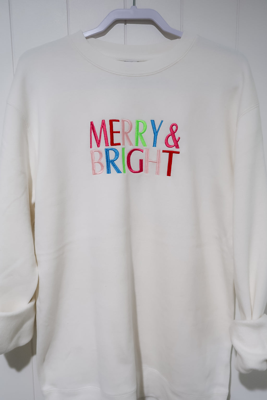 Merry & Bright Embroidered Crewneck