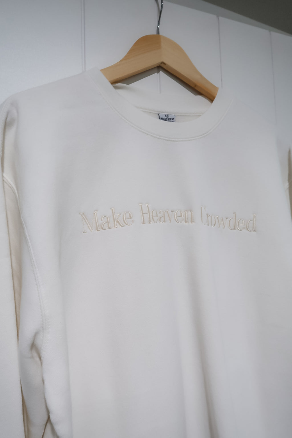 Make Heaven Crowded Embroidered Crewneck