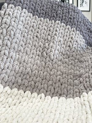 Tri-Toned Chunky Knit Blanket